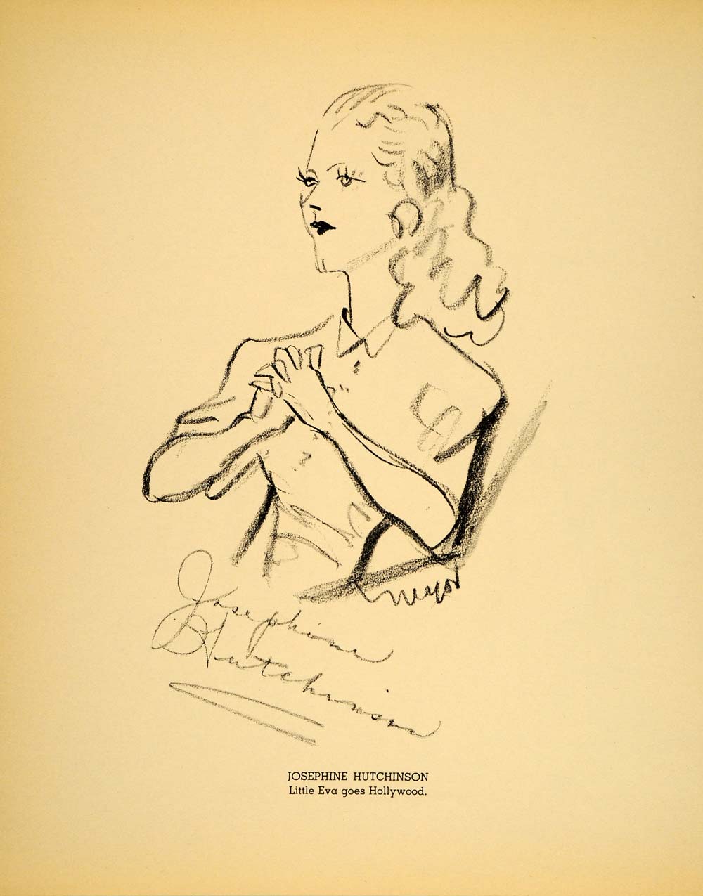 1938 Josephine Hutchinson Actress Henry Major Litho. - ORIGINAL HOL1