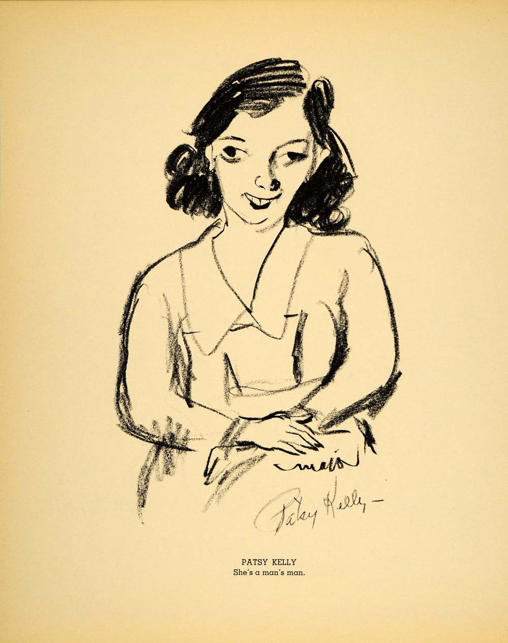1938 Patsy Kelly Actress Henry Major Bugs Baer Litho. - ORIGINAL HOL1 - Period Paper

