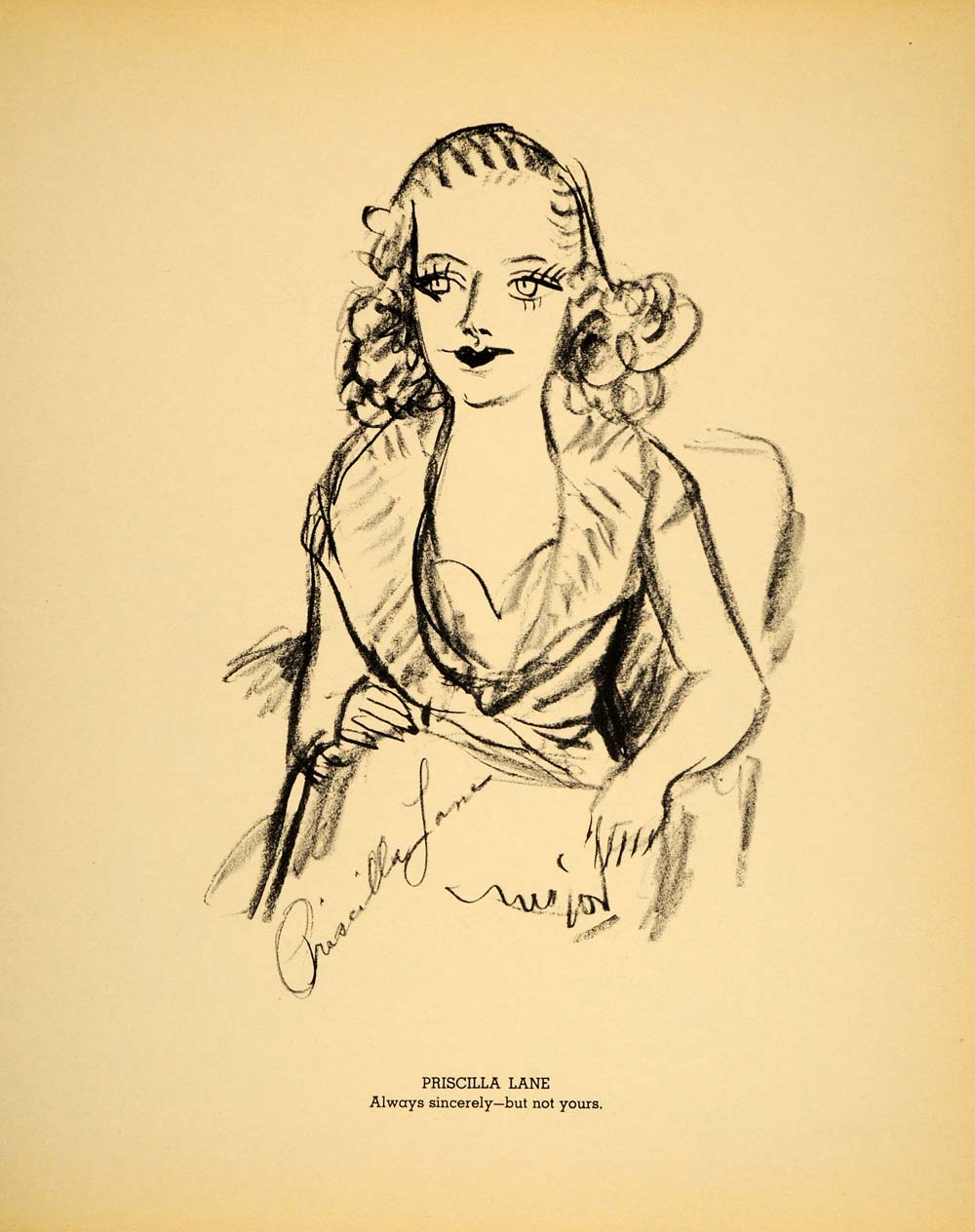 1938 Priscilla Lane Actress Henry Major Bugs Baer Humor - ORIGINAL HOL1