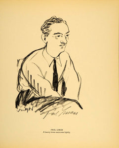 1938 Paul Lukas Actor Henry Major Bugs Baer Lithograph - ORIGINAL HOL1