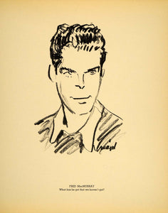 1938 Fred MacMurray Film Actor Henry Major Lithograph - ORIGINAL HOL1