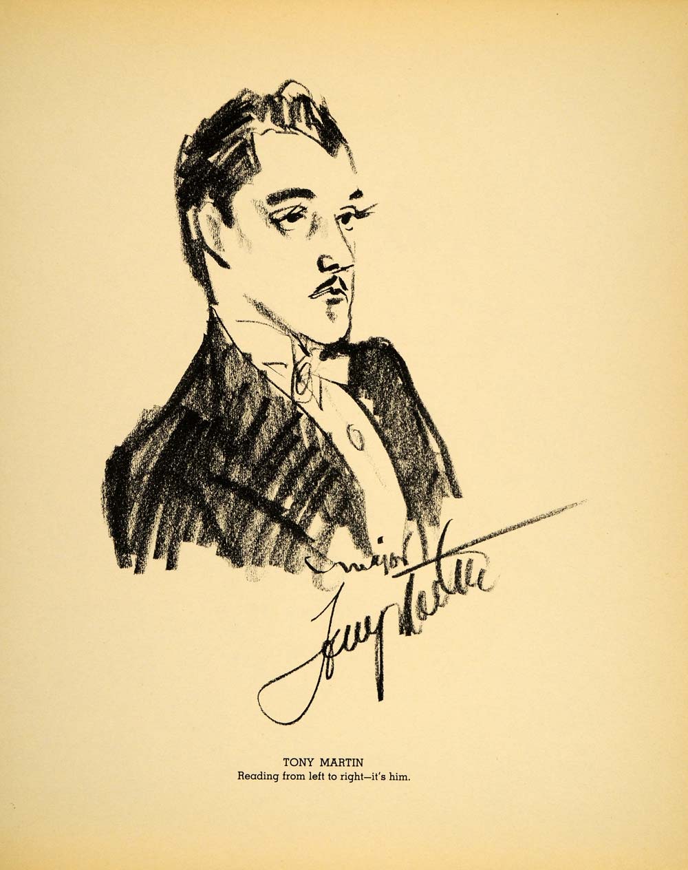 1938 Tony Martin Film Actor Henry Major Bugs Baer Litho - ORIGINAL HOL1