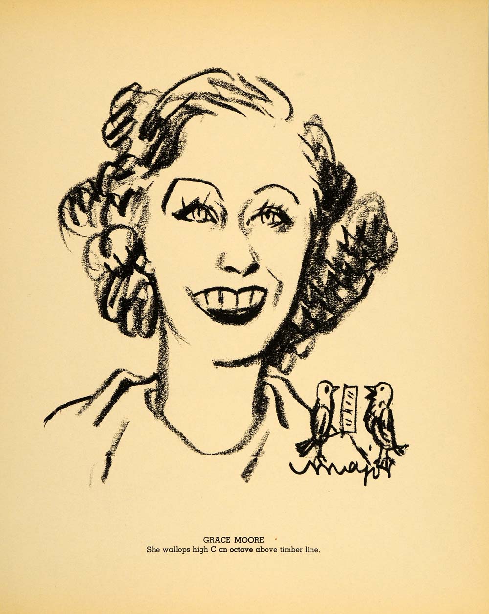 1938 Grace Moore Opera Soprano Henry Major Lithograph - ORIGINAL HOL1