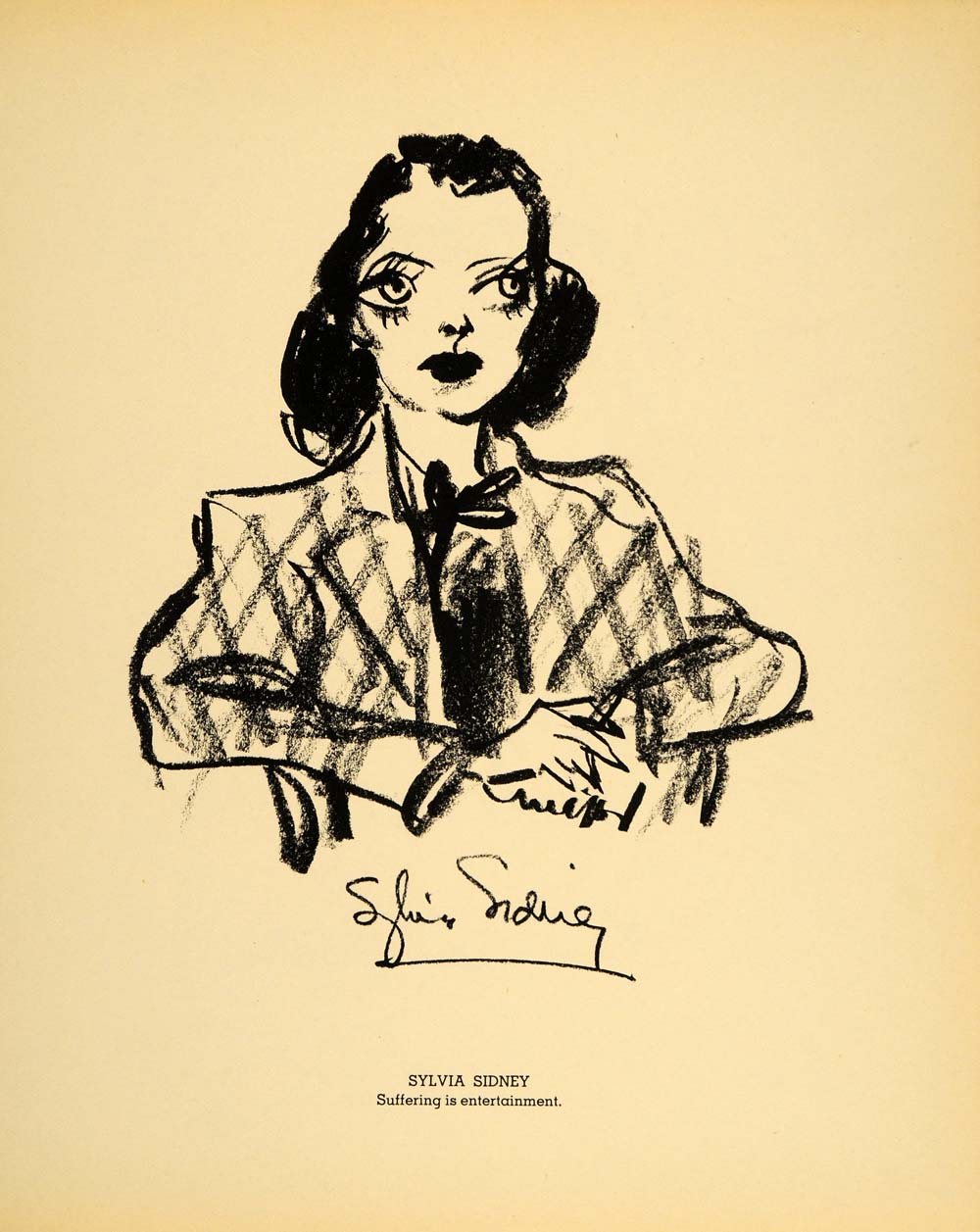 1938 Sylvia Sidney Film Actress Henry Major Lithograph - ORIGINAL HOL1