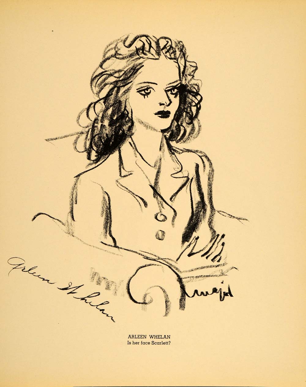 1938 Arleen Whelan Film Actress Henry Major Lithograph - ORIGINAL HOL1