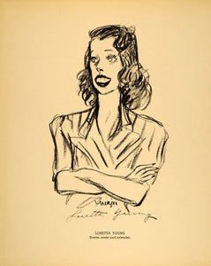 1938 Loretta Young Film Actress Henry Major Lithograph - ORIGINAL HOL1