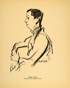 1938 Robert Young Film Actor Henry Major Lithograph - ORIGINAL HOL1