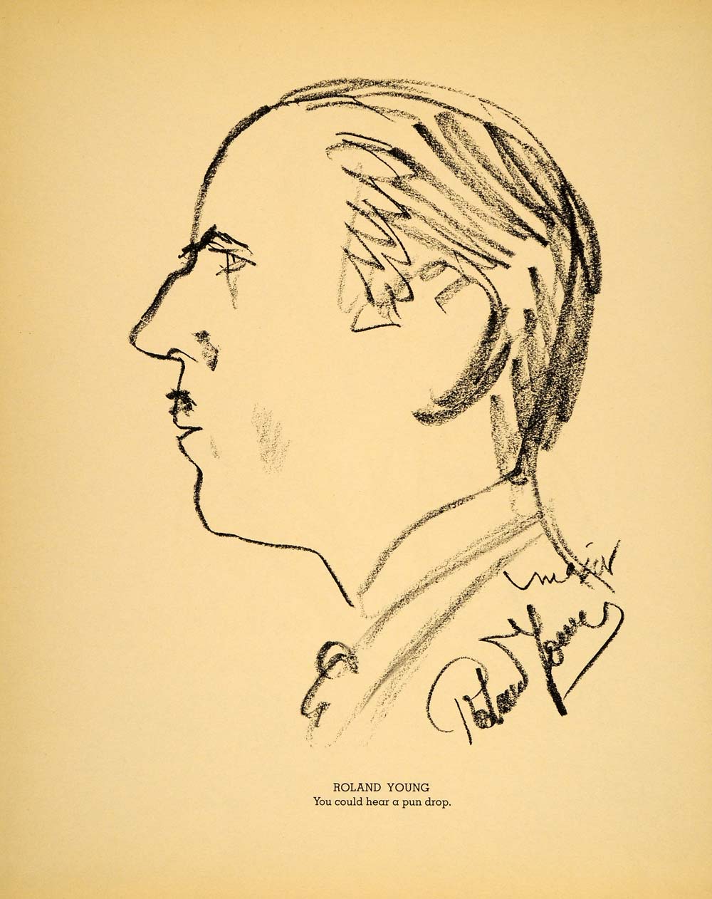 1938 Roland Young English Actor Henry Major Lithograph - ORIGINAL HOL1