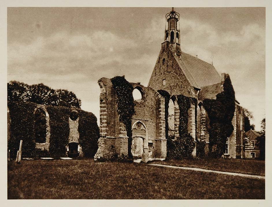 c1930 Church Kerk Ruins Bergen Holland Photogravure - ORIGINAL PHOTOGRAVURE