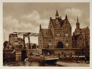 c1930 Canal Zaandam Holland Netherlands Photogravure - ORIGINAL PHOTOGRAVURE