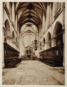 c1930 Interior Great Church Kerk Dordrecht Holland - ORIGINAL PHOTOGRAVURE