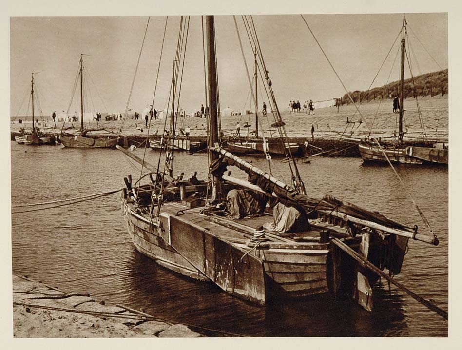 c1930 Boats Rhine River Katwijk Holland Photogravure - ORIGINAL PHOTOGRAVURE