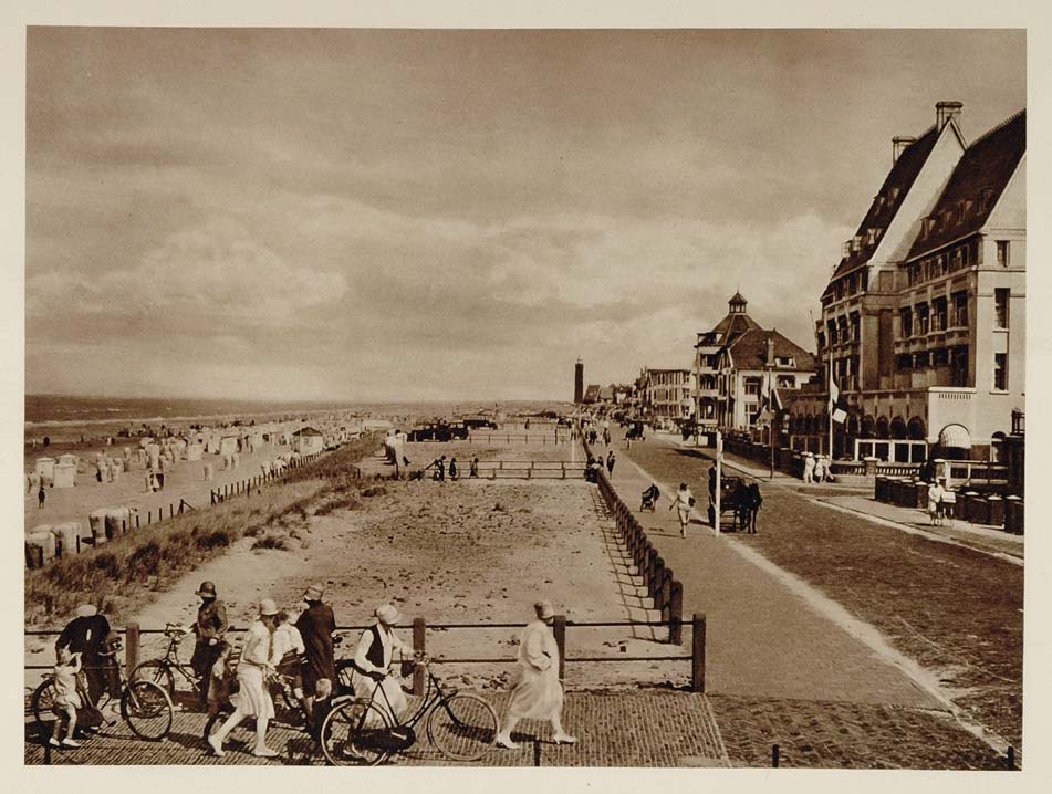 c1930 Beach Sea Resort Noordwijk Holland Photogravure - ORIGINAL PHOTOGRAVURE