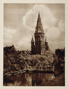c1930 Drogenapstoren Tower Zutphen Holland Photogravure - ORIGINAL PHOTOGRAVURE