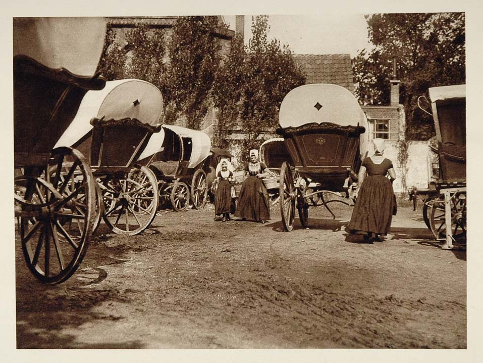 c1930 Market Carts Wagon Zeeland Holland Photogravure - ORIGINAL PHOTOGRAVURE