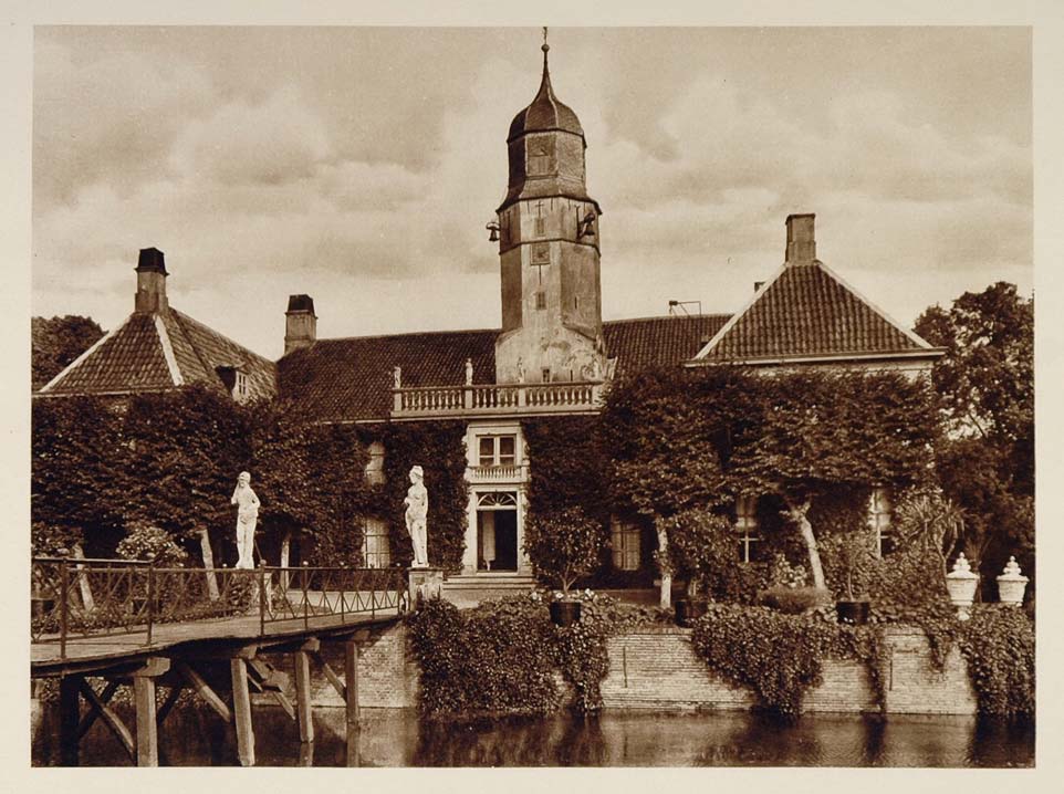 c1930 Kasteel Castle Fraeylemaborg Slochteren Holland - ORIGINAL PHOTOGRAVURE