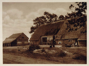c1930 Old Farm Barn Drente Drenthe Holland Photogravure - ORIGINAL PHOTOGRAVURE