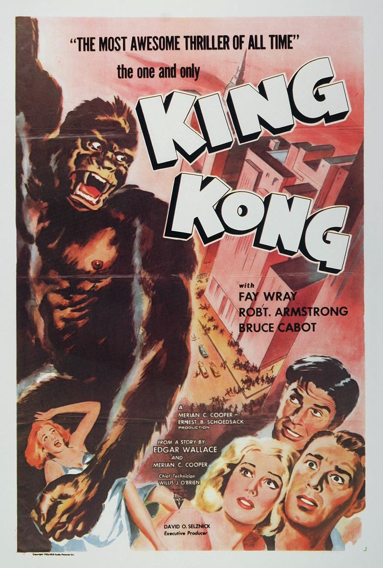 1977 Print King Kong 1933 Movie Poster Fay Wray Print - ORIGINAL HORROR