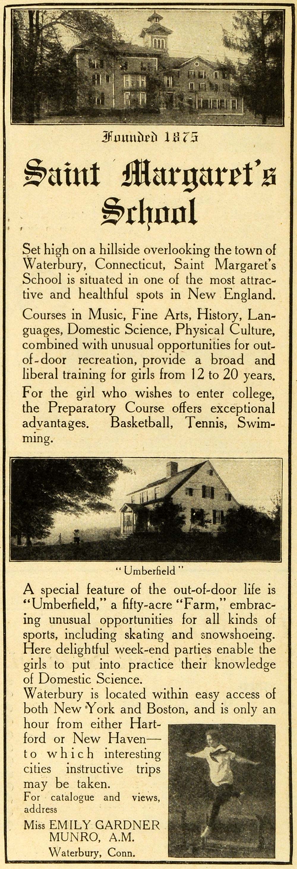 1920 Ad Saint Margaret's School Waterbury Connecticut Educational HRM1