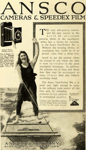 1916 Ad Ansco Camera Speedex Film Water Skiing Vintage - ORIGINAL HST1
