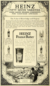 1916 Ad Heinz 57 Varieties Peanut Butter Jar Condiments - ORIGINAL HST1