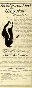 1918 Ad Mary T Goldman Hair Color Restorer Dye Coloring - ORIGINAL HST1