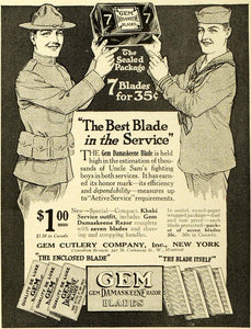 1918 Ad World War I Gem Razor Blades Soldier Sailor WWI - ORIGINAL HST1