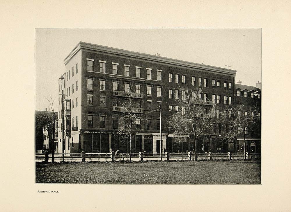 1900 Print Harvard University Fairfax Hall Building - ORIGINAL HISTORIC HU1