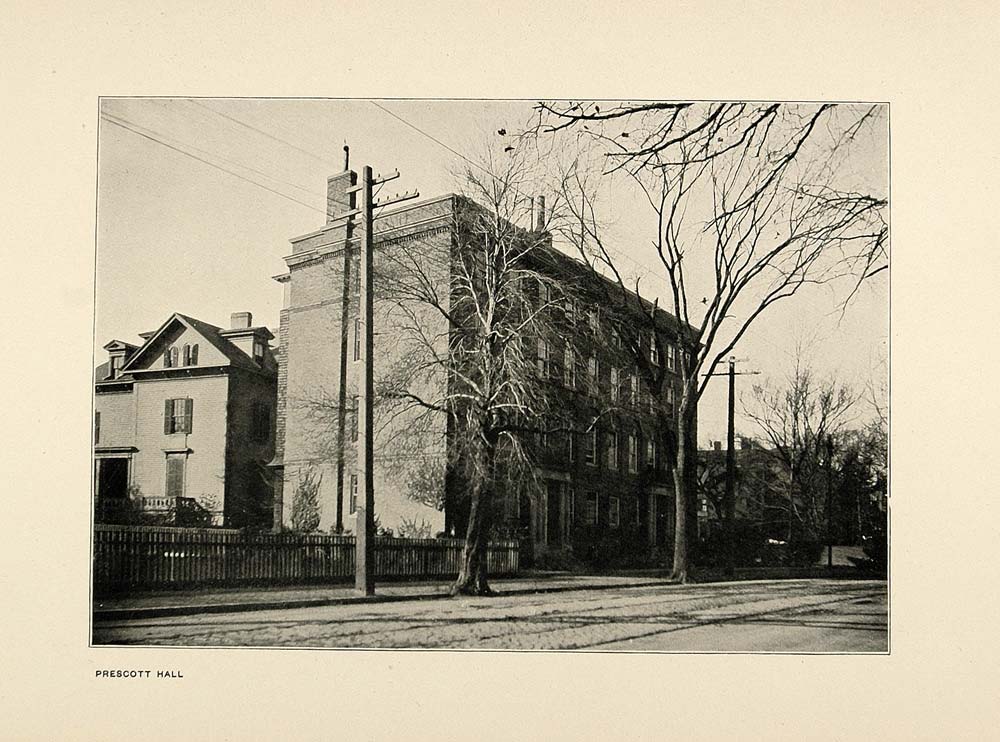 1900 Print Harvard University Prescott Hall Building - ORIGINAL HISTORIC HU1