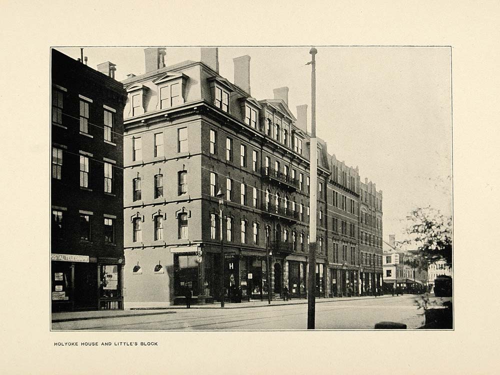 1900 Print Harvard Holyoke House Littles Block Building ORIGINAL HISTORIC HU1