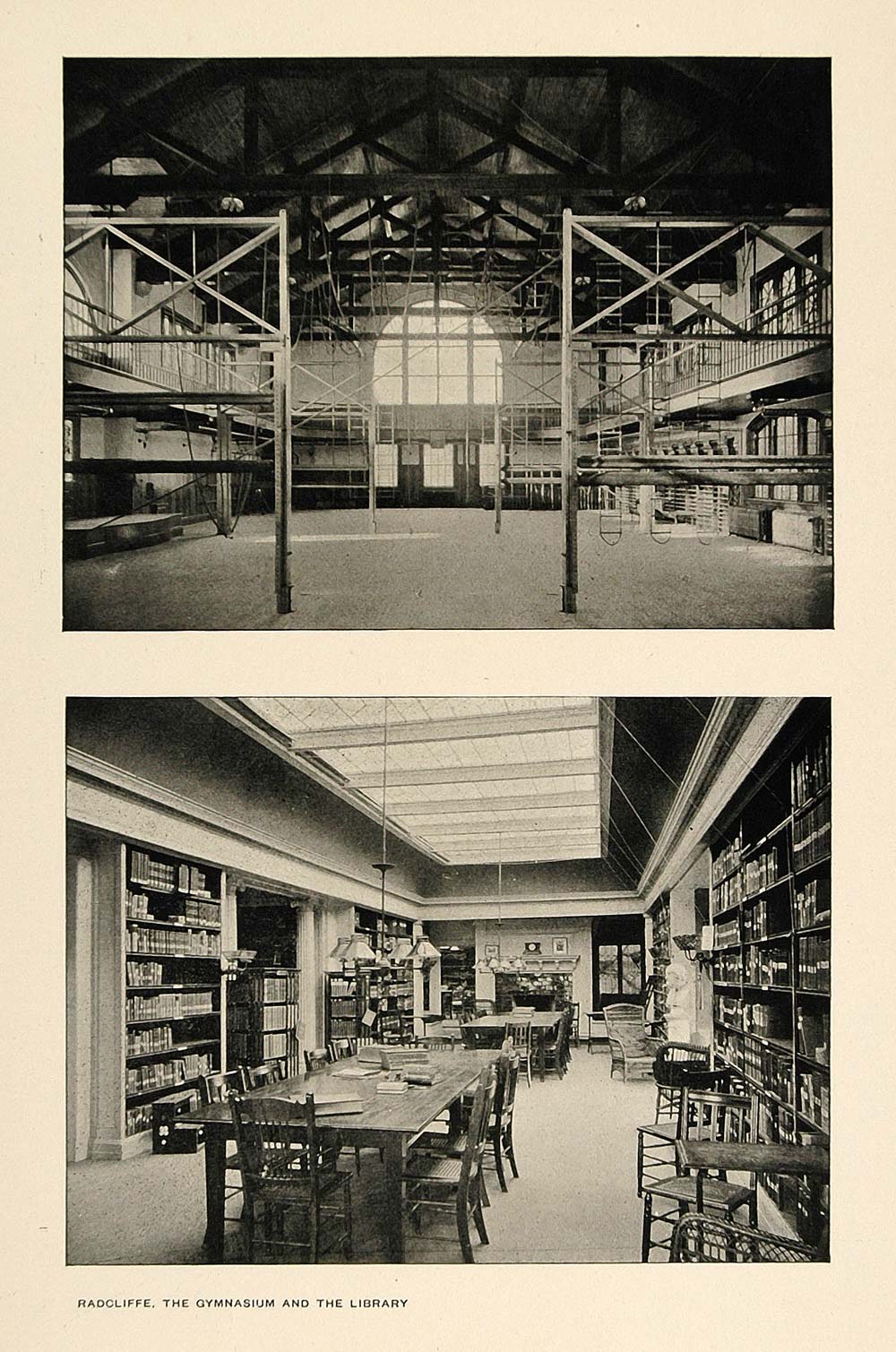 1900 Print Harvard Interior Hemenway Gymnasium Library ORIGINAL HISTORIC HU1