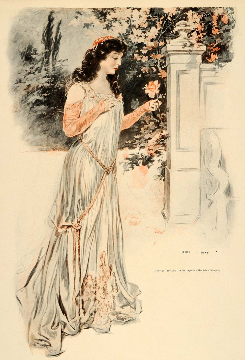 1908 Henry Hutt Woman Juliet Shakespeare Play Print - ORIGINAL HUTT1 - Period Paper
