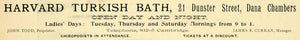 1899 Ad Harvard Turkish Bath Dunster St John Todd James Curran Dana HVD1