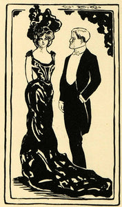 1900 Print Harvard Lampoon Edwards Fashion Costume Romance Dress Couple Hat HVD1