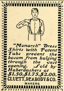 1900 Ad Harvard Lampoon Monarch Haberdashers Cluett Peabody Fashion Patent HVD1