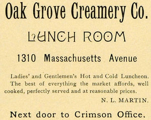 1900 Ad Oak Grove Creamery 1310 Massachusetts Ave N L Martin Harvard HVD1