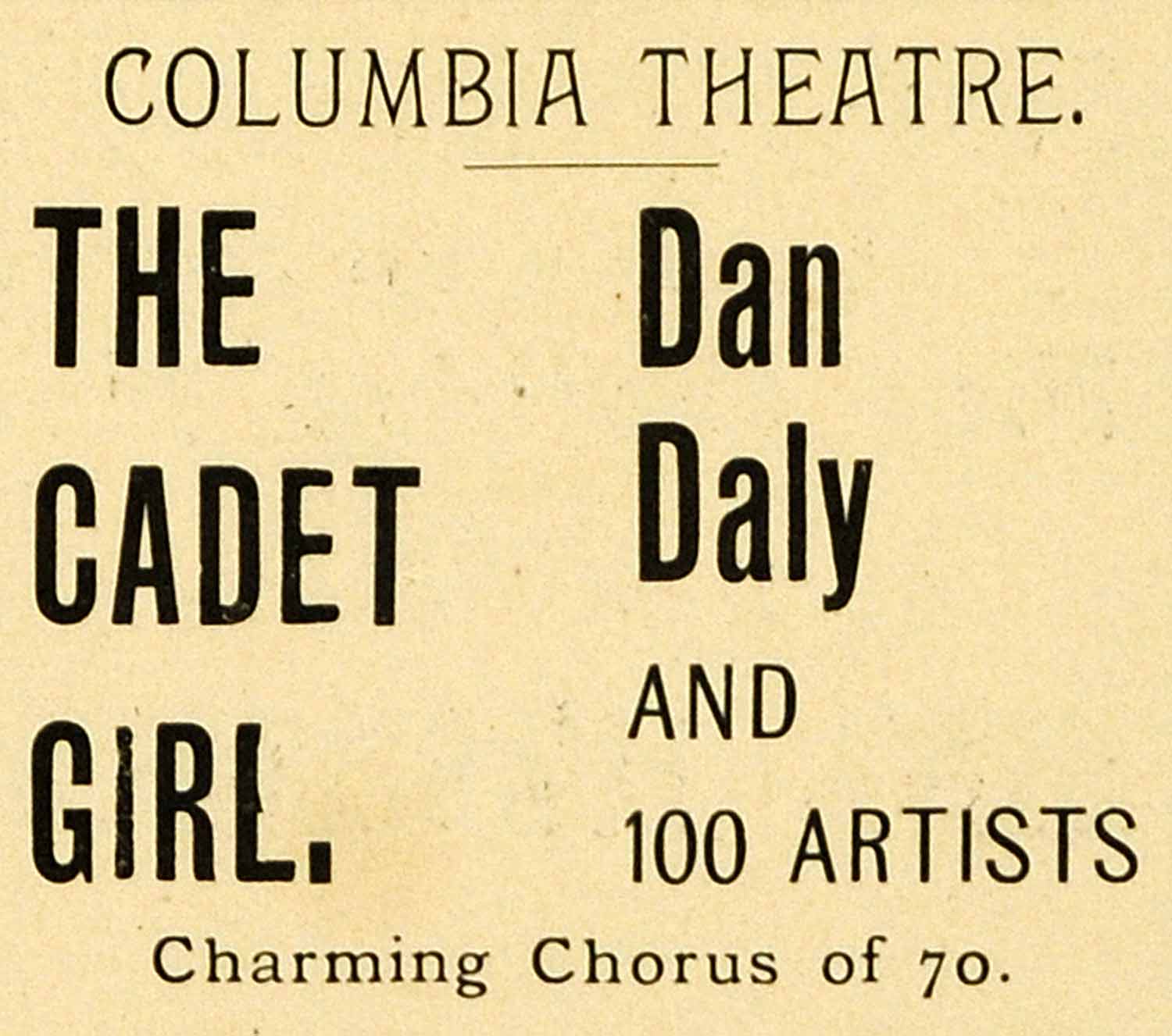 1900 Ad Harvard Lampoon Columbia Theater Cadet Girl Dan Daly A.H HVD1