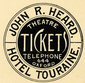 1898 Ad Harvard Lampoon John R Heard Theater Hotel Touraine 644 Oxford HVD1