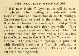 1898 Print Harvard Lampoon University Redcliff Radcliffe Gymnasium Joke HVD1