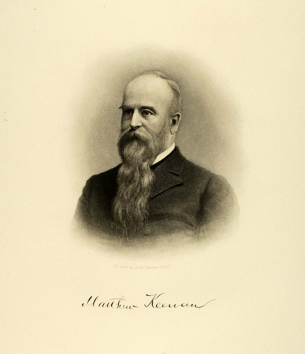 1895 Steel Engraving Portrait Matthew Keenan Milwaukee Lawyer Public HWC1