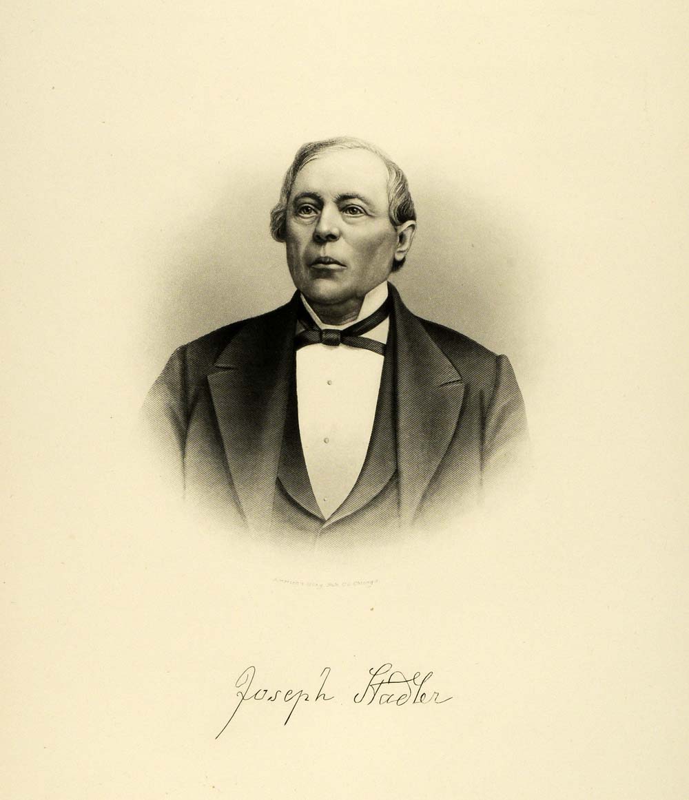 1895 Steel Engraving Portrait Joseph Stadler Milwaukee Doctor Physician HWC1