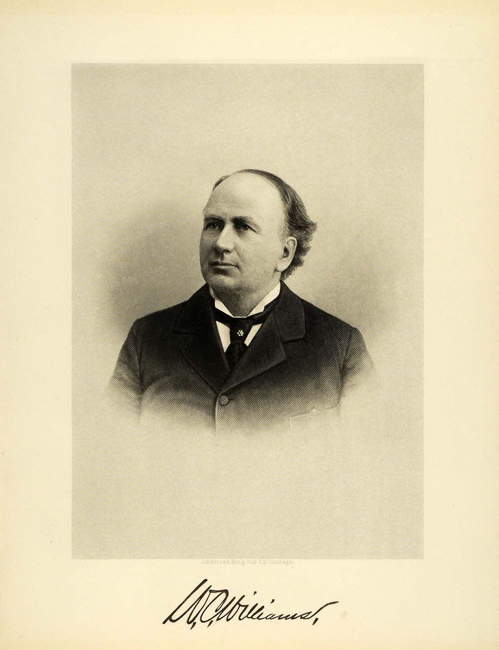 1895 Steel Engraving Portrait W. C. Williams Milwaukee Attorney Ripon HWC1