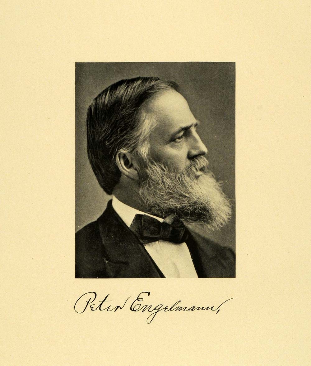 1895 Steel Engraving Portrait Peter Engelmann University Milwaukee School HWC1