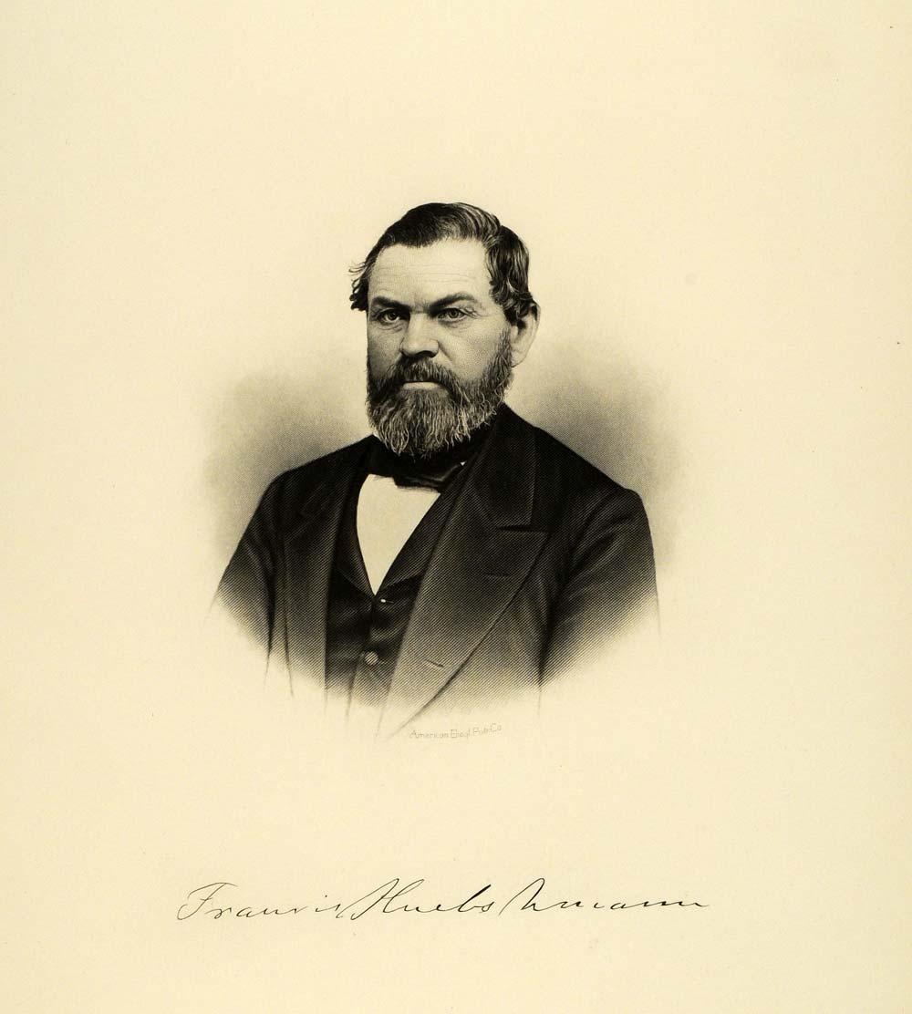 1895 Steel Engraving Portrait Doctor Dr. Francis Huebschmann Milwaukee HWC1