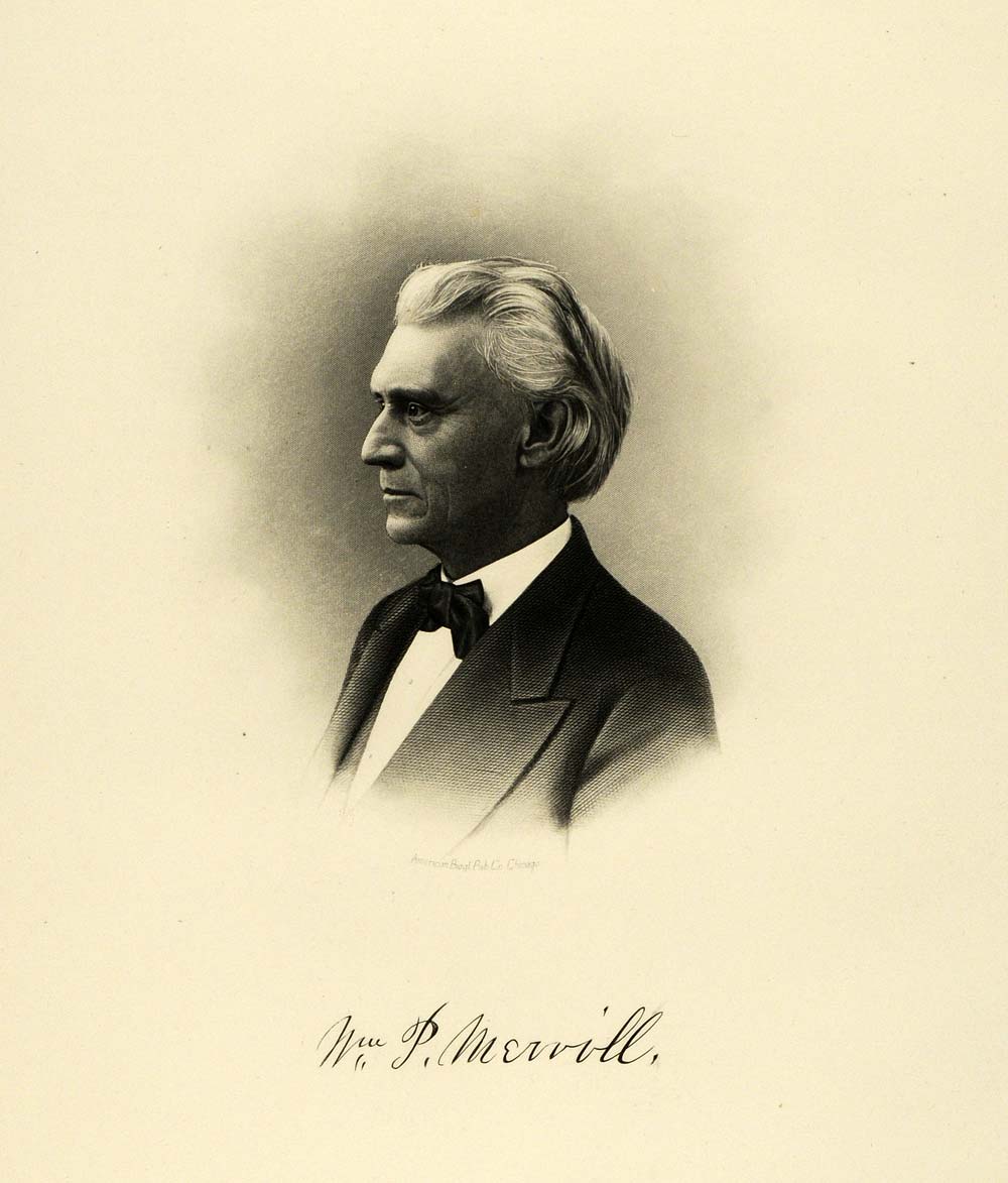 1895 Steel Engraving Portrait William Merrill University Milwaukee HWC1