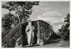 1938 Rock Statue Polonnaruwa Sri Lanka Alfred Nawrath - ORIGINAL IC1