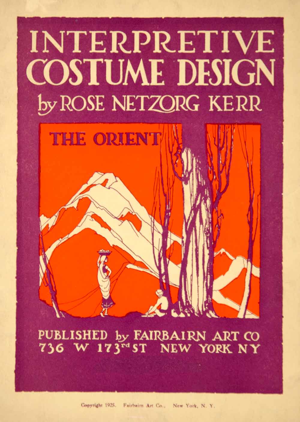 1925 Lithograph Interpretive Costume Design Orient Landscape Rose Netzorg Kerr