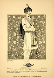 1925 Lithograph Prince India Turban Costume Traditional Dress Rose Netzorg Kerr