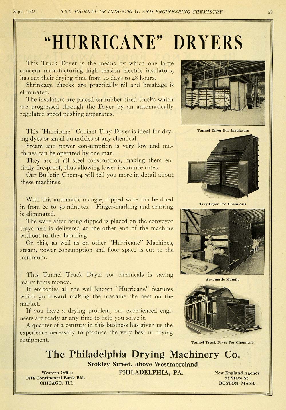 1922 Ad Tunnel Tray Automatic Mangle Dryer Chemicals Hurricane Cabinet IEC1