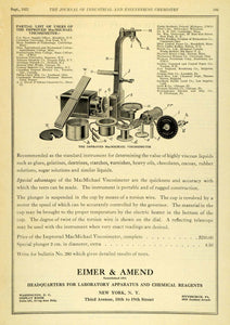 1922 Ad Macmichael Viscosimeter Glue Varnish Cocoa Oils Machinery Liquids IEC1